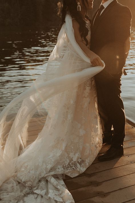 Waterfront Wedding Photos, Lake Forest Wedding, Wedding Photos By Water, Wedding Photo Lake, Lake Wedding Photography, Wedding Lake Photos, Lake Elopement Photos, Lakeside Wedding Photos, Lake Wedding Aesthetic