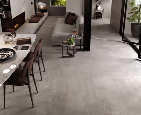 Modern interiors from Minoli Tiles.   Presenting Minoli Boost Pearl concrete-look tiles for floor and walls. Use this matte porcelain tile throughout the home and extend out to the exterior to maximise the visual of space.  #minoli #tiles #concreteeffecttiles #concretelooktiles #concreteeffect #concretetiles #porcelaintiles #greyconcretetiles #floortiles #brushedconcrete #brushedconcretetiles #greytiles #greyconcretetiles #greyfloortiles #greymattetiles #mattegreytiles Atlas Concorde, Pearl Tile, Concrete Look Tile, Large Format Tile, Modern Tiles, Grey Tiles, Concrete Tiles, Porcelain Floor Tiles, Porcelain Flooring