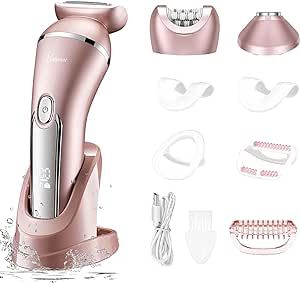 Hatteker Electric Shaver for Women Lady Epilator Electric Razors Kit Hair Remover for Face Chin Arm Leg Armpit Bikini Trimmer Painless Waterproof USB Rechargeable Dry Wet with Detachable Head 3 in 1 Hair Trimming, Hair Removal Women, Hair Shaver, Electric Razor, Electric Hair, Epilator, Hair Trimmer, Summer Gift, Body Hair