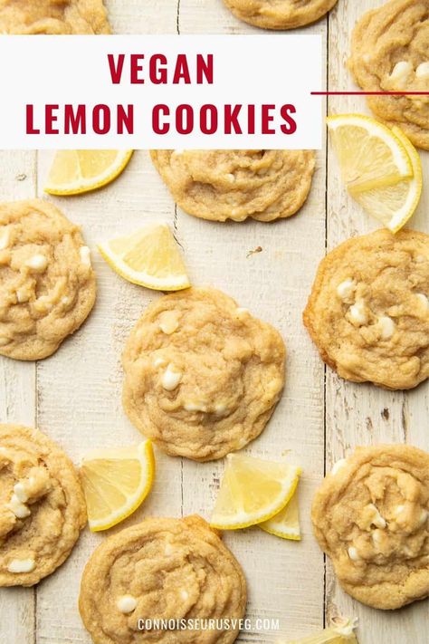 Vegan Lemon Cookies, White Chocolate Chips Recipes, Cookies With White Chocolate Chips, Dairy Free White Chocolate, Vegan Pies Recipes, White Chocolate Desserts, Cookies With White Chocolate, Vegan White Chocolate, Vegan Cookies Recipes