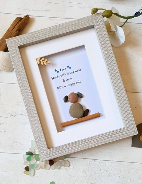 Dog Keepsake Ideas, Dog Pebble Art, Pebble Crafts, Dog Keepsake, Dog Lovers Art, Dog Walker Gift, Stone Wall Art, Dog Picture, Personalized Dog Gift