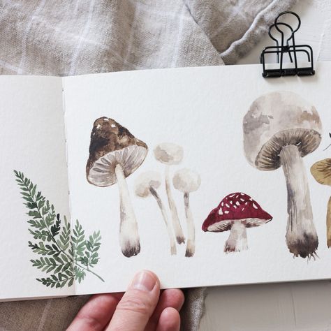 Mushroom Watercolor, Mushroom Theme, Paints And Brushes, Sable Hair, Mushroom Paint, Mushroom Drawing, Watercolor Video, Paint Watercolor, Watercolour Inspiration