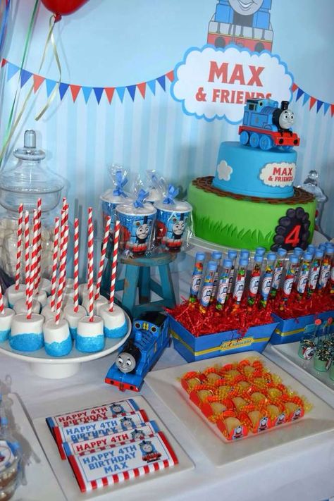 Thomas the Train Birthday Party Ideas | Photo 1 of 17 | Catch My Party Train Birthday Party Ideas, Train Themed Birthday Party, Thomas Train Birthday, Thomas Party, Train Theme Birthday Party, Thomas The Train Birthday, Thomas Birthday Parties, Thomas The Train Birthday Party, Thomas The Train Party