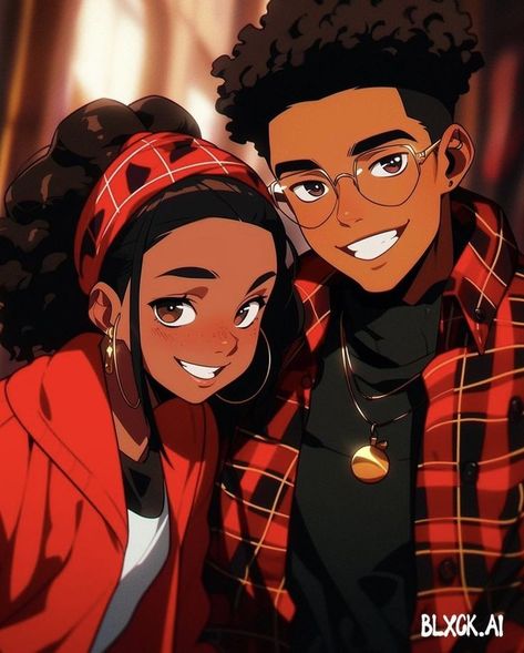 Anime Black Couple, Black Anime Couple Pfp, Animated Couple Images, Black Anime Couple, Art Black Love, Black Anime Guy, Soccer Photography, Black Couple Art, Swag Cartoon