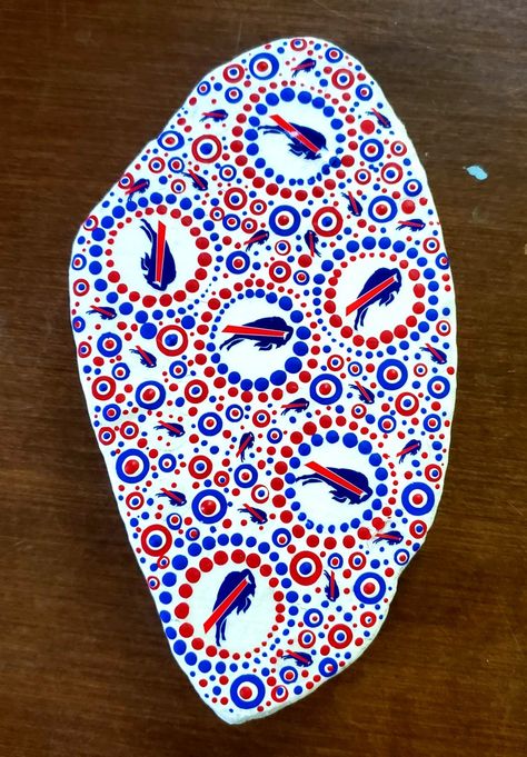 Dot Art Painting, Buffalo Bills, Dot Art, Dot Painting, Dots Art, Guitar Pick, Rock Art, Painted Rocks, Buffalo