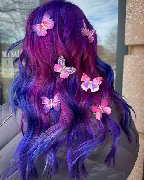 Purple Hair Color Ombre, Pink And Purple Hair, Blue And Pink Hair, Pink Purple Hair, Pink Ombre Hair, Purple Ombre Hair, Blue Ombre Hair, Dyed Hair Purple, Pink Hair Dye