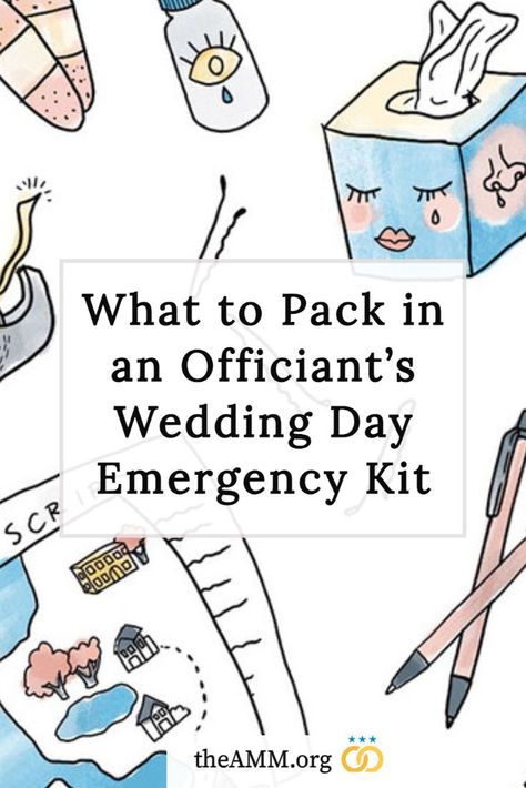 Learn what to pack in a wedding officiant’s day of wedding emergency kit – from a backup wedding ceremony script, to tissues, stain remover, antacids, and extra ink pens. Just like a bride, groom, or wedding planner, officiants can help keep a ceremony on track with a wedding day emergency kit. The Officiant’s Essential Wedding Day Emergency Kit List. Wedding Coordinator Emergency Kit, Wedding Officiant Checklist, How To Officiate A Wedding, Day Of Wedding Emergency Kit, Wedding Officiant Business, Bridal Breakfast, Wedding Day Emergency Kit, Ceremony Readings, Wedding Officiant Script