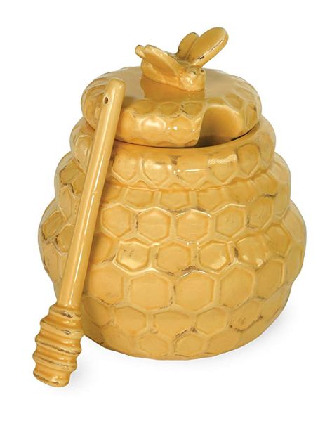 Amazon.com: Boston International JC17148 Ceramic Honey Pot & Dipper 4 x 5.25-Inch Honeycomb: Gateway Ceramic Honey Pot, Honey Container, Teapot Cookies, Bee Shop, Honey Dipper, Honey Tea, Yellow Ceramics, Bee Decor, Gold Ceramic