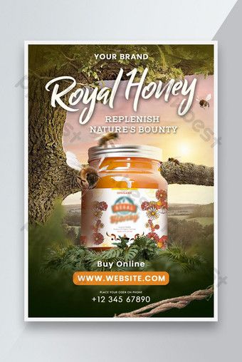 Honey bottle placed in nature promotion flyer design#pikbest#templates Promotion Flyer Design, Menu Vintage, Logo Bee, Promotion Flyer, Honey Label, Honey Bottles, Honey Design, Digital Banner, Graphic Design Flyer