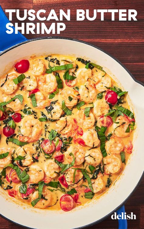 Tuscan Butter Shrimp, Tuscan Butter, Shrimp And Spinach, Buttered Shrimp Recipe, Butter Shrimp, Shellfish Recipes, Flatbread Pizza, Shrimp Dishes, Seafood Dishes