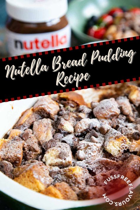 Prepare to be amazed! There are lots of Nutella Bread Pudding Recipes now but this one definitely stood out. This Nutella Bread and Butter Pudding is so delicious and can be served at formal parties. Enjoy it with fresh berries or with your homemade ice cream too! Chocolate Hazelnut Bread, Nutella And Bread, Nutella Bread Pudding, Hazelnut Bread, Pudding Desserts Recipes, Nutella Bread, Bread Pudding Easy, Store Cupboard, Butter Pudding