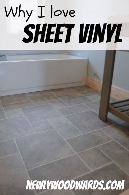 Why I love sheet vinyl - a comparison of sheet vinyl to tile floors. White Vinyl Flooring Bathroom, Roll Out Vinyl Flooring, Sheet Vinyl Flooring Kitchen Farmhouse, Lino Kitchen Floor, Kitchen Lino Flooring, Cheap Kitchen Flooring, Inexpensive Kitchen Flooring, Linoleum Flooring Bathroom, Bathroom Lino Floor