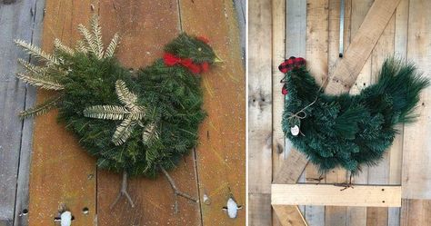 How to Make a Chicken Wreath Diy Chicken Wreath, Chicken Christmas Wreath, Chicken Wire Wreath Diy, Chicken Ornaments Ideas, Chicken Wreath Diy, Chicken Wreaths, Chicken Wreath, Evergreen Wreaths, Chicken Fence