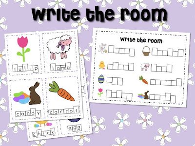 Mrs. Ricca's Kindergarten: Easter Math & Literacy Centers...and a FREEBIE! Kindergarten Easter, Easter Kindergarten, Easter School, Easter Math, Spring Kindergarten, Spring Writing, Spring Classroom, Printing Practice, Write The Room