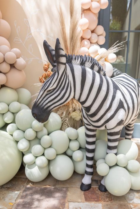 Ayden's "Wild ONE" | Animal themed birthday party by Parisa Kaprealian Wild One Neutral Birthday, Giraffe Party Decorations, Boho Wild One Birthday, Wild One Backdrop, Wild One Birthday Cake, Birthday Deco, Animal Themed Birthday Party, Animal Theme Birthday, Zebra Party