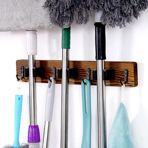 Broom And Mop Wall Mount, Broom Organizer, Mop And Broom Holder, Wall Ironing Board, Ironing Board Holder, Broom Storage, Wall Mounted Ironing Board, Torch Wood, Broom Hanger