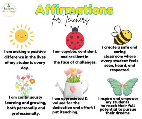 Teacher Affirmations Teaching, Daily Affirmations For Teachers, Teacher Positive Affirmations, Teacher Affirmations, Teaching Community, Daycare Room Ideas, Teacher Encouragement, Daycare Room, Spread Positivity