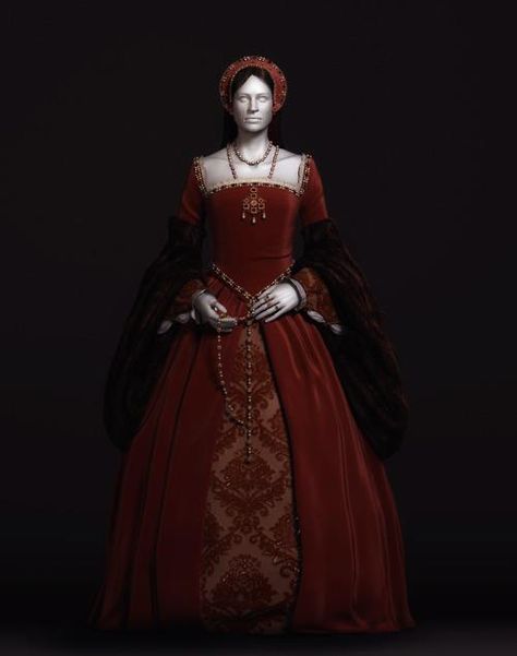 Lovely example of a Tudor dress with French hood, also called a Tudor crescent hood. Tudors Dress, Tudor Gown, Tudor Period, Tudor Dress, Tudor Fashion, Tudor Costumes, Medieval Gown, Period Dress, Tudor Style