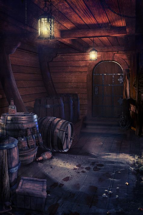 ArtStation - Pirate ship interior, ikaruna Inside Of A Pirate Ship, Pirate Ship Floor Plan, Fantasy Pirate Ship Interior, Pirate Ship Interior Design, Inside Pirate Ship, Shipwreck Interior, Pirate Ship Layout, Fantasy Ship Interior, Ship Aesthetic Dark