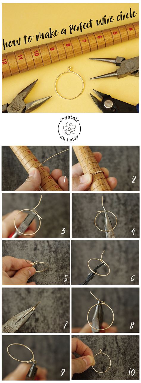 Jewelry making tutorial for beginners— how to make a circle using jewelry wire. A basic wire wrapping DIY project. Diy Ring, Wire Wrapping Diy, Circle Jewelry, Wire Jewelry Making, Diy Jewelry Tutorials, Bijoux Fil Aluminium, Wire Bracelets, Wire Jewelry Tutorial, Diy Jewelry Inspiration