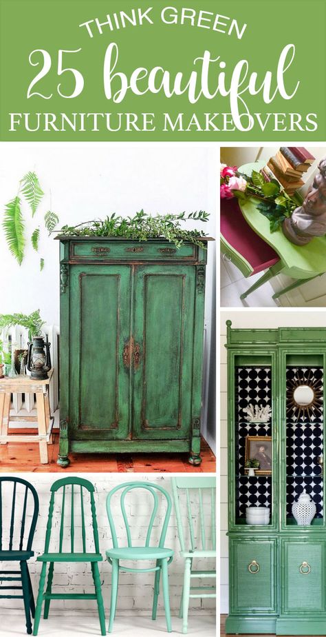 Green not your color? These 25 Beautiful Furniture Makeovers may change your mind! Colorful Furniture Diy, Green Painted Furniture, Porch Furniture, Green Furniture, Furniture Rehab, Belek, Furniture Paint, Furniture Makeovers, Furniture Finishes