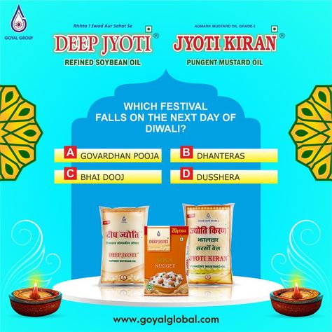 2nd question Participate & Win. All the best! Rules. 1. Follow Our social accounts (Facebook, Instagram) 2. Like & Share your friends 3. Tag 5 People on the post T&C Apply* @deepjyotikiran #ContestAlert #contestalertindia #contestindia #Contest #GuessWho #ContestIndia #deepjyotikiran #festival #instagram #indianfestival #instagood #Quiz #Contest #ContestAlert #GK #giveawayalert #giveawaycontest #prize #win #competition #giveaway #contest #winner #prize #edibleoil Govardhan Pooja, Mustard Oil, Edible Oil, Soybean Oil, Contest Winner, Indian Festivals, Giveaway Contest, Guess Who, Facebook Instagram