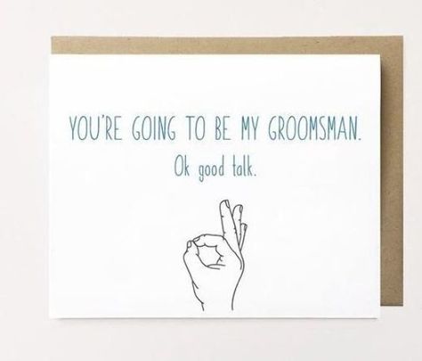 Groomsman Proposal Funny, Groomsmen Cards, Groomsmen Pictures, Wedding Photo Checklist, Bridesmaid Proposal Diy, Groomsman Card, Groomsman Proposal, Be My Groomsman, Elegant Couple