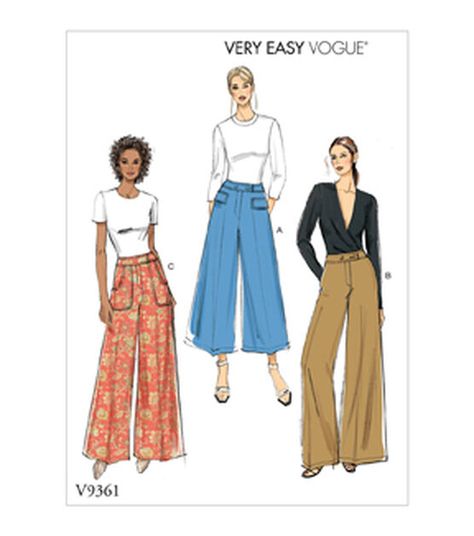 Vogue V9361 Size 6 to 14 Misses Petite Pants Sewing Pattern | JOANN Pants Sewing Pattern, Vogue Sewing, Vogue Sewing Patterns, Vogue Pattern, Vogue Patterns, Petite Pants, Easy Sewing Patterns, Pantalon Large, Pants Pattern