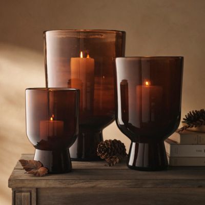 Candles + Candle Holders - Terrain Upstairs Decor, Amber Candle, Spa Candle, Candle Gifts, Flickering Candles, Large Candles, Dark Yellow, Amber Color, Glass Candle Holders