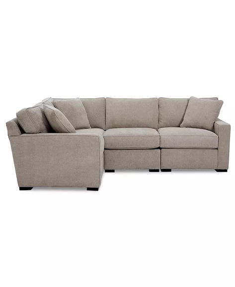 Save $1,357.00 (42% off). Incredibly soft in feel, the textural chenille surfaces and plush cushions of this four-piece sectional sofa invite you to enjoy a higher level of comfort while its crisp, welting defined lines impart it with timeless styling appeal that can be welcomed into any décor. Radley Sectional, Macy Furniture, Small Living Room Layout, Corner Piece, Corner Sectional Sofa, Fabric Sectional Sofas, Fabric Sectional, Corner Sectional, Livingroom Layout