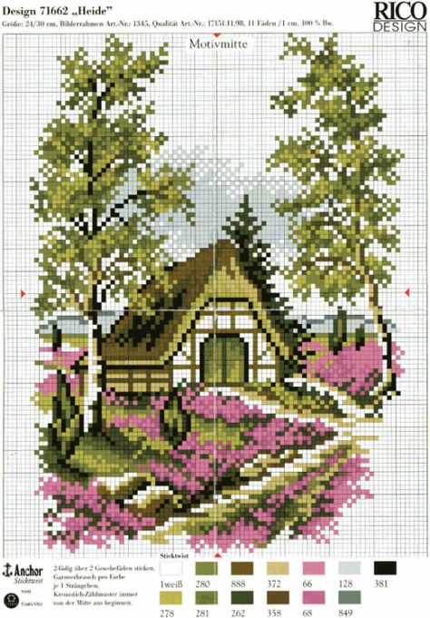 Gallery.ru / Photo #28 - 9 - logopedd Cottage Cross Stitch Patterns Free, Cross Stitch House, Cross Stitch Landscape, Beautiful Cross Stitch Pattern, Hand Embroidery Videos, Pola Kristik, Embroidery Videos, Cross Stitch Pictures, Beaded Cross