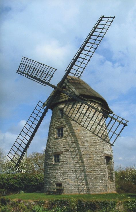 Stembridge Mill-Only Windmill with Thatched Cap-Somerset, England Windmills Garden, Medieval Windmill, Vertical Windmill, Dutch Mill, Kakariko Village, Tilting At Windmills, Pictures Of England, Windmill Art, Windmill Water