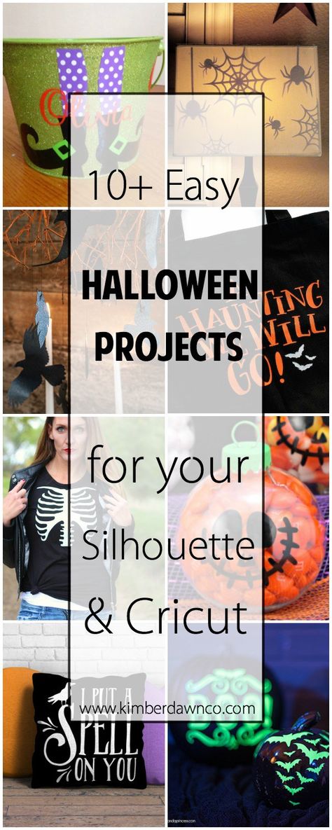 10+ Easy Halloween Projects for your Silhouette & Cricut | www.kimberdawnco.com Silhouette Halloween, Silhouette School Blog, Fun Holidays, Halloween Vinyl, Cricut Halloween, Halloween Silhouettes, Halloween Tote, Cricut Explore Air, Silhouette Cameo Projects