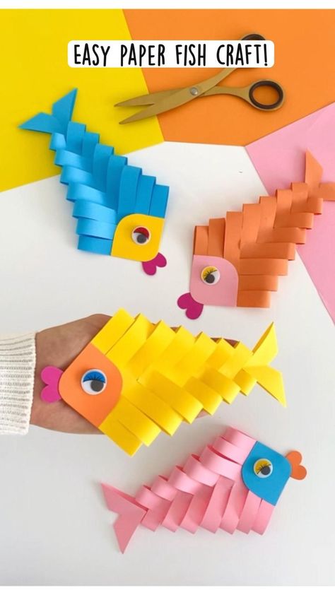 Pinterest | Preschool crafts, Paper crafts, Classroom crafts Fish Origami, Houses Kitchen, Fish Craft, Paper Fish, Exterior Christmas, Folding Origami, Toddler Arts And Crafts, Instruções Origami, Seni Dan Kraf