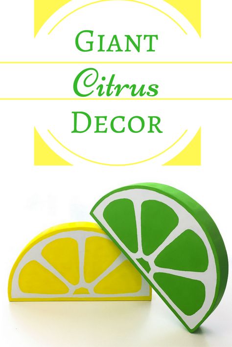 Decorate for summer with these fun citrus slices! Lime Decorations, Lemon Crafts, Citrus Slices, Diy Birthday Banner, Drink Stand, Watermelon Decor, Fruit Decor, Season Decor, Green Craft