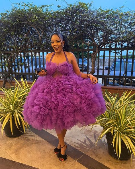 Purple Prom Dresses, Ruffles Pattern, Dress Tea Length, Ruffle Prom Dress, Purple Prom, Puffy Skirt, Backless Evening Dress, Paris Trip, Purple Prom Dress