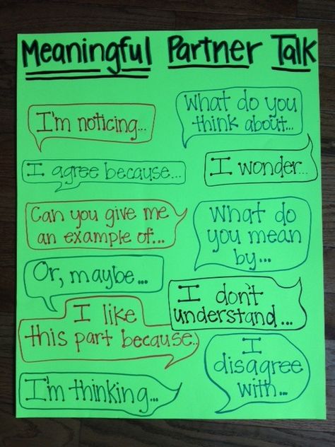 Thinking Stems... Meaningful Partner Talk Partner Talk Anchor Chart, Partner Talk, Teaching Character Traits, Intervention Classroom, Academic Language, Teaching Character, Social Skills Groups, Classroom Anchor Charts, Effective Teaching