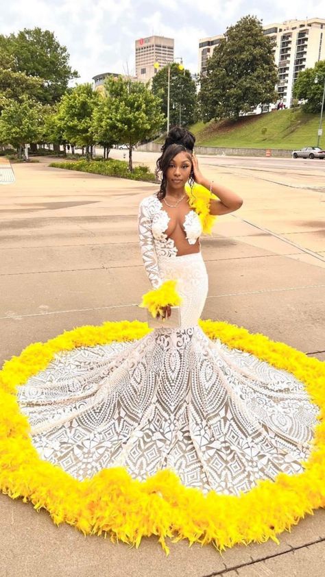 Mermaid Party Dress, Prom Dresses 2023, Homecoming Pictures, Birthday Tattoo, Party Dress For Women, Yellow Feathers, Prom Girl Dresses, Senior Prom Dresses, Cute Prom Dresses