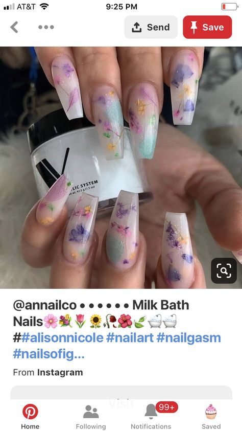 Nails Blue Flowers, Milk Bath Nails, Nail School, Cosmetology School, School Nails, Nails Blue, Vacation Nails, Milk Bath, Hair Stuff