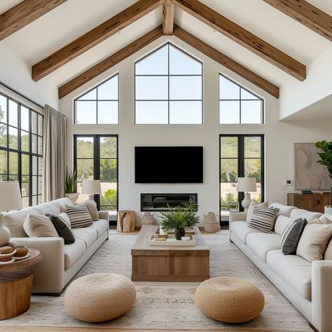 Vaulted Ceiling Living Room, Modern Rustic Living Room, Small Barn, Sophisticated Decor, Barndominium Ideas, Rustic Living Room, Dream House Interior, Boho Living, Living Room Decor Apartment