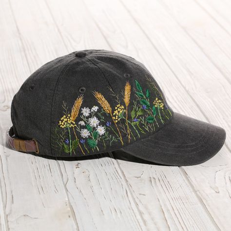 Excited to share the latest addition to my #etsy shop: Hand embroidered wildflowers cotton black cap, hand stitched women Embroidered Wildflowers, Hand Embroidered Pendant, Etsy Clothing, Etsy Clothes, Jeans Clothes, Embroidery Tshirt, Hat Embroidery, Unique Accessories, Embroidered Caps