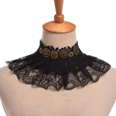 Mix Victorian and Steampunk style with this elegant necklace! Length: 11.8" | 30cm + 1.8" | 3cm extend chain Gender: women Material: Polyester Detachable collar Victorian Lace Collar, Diy Choker Necklace, Victorian Choker Necklace, Item Reference, Victorian Collar, Skirts With Boots, Victorian Steampunk, Detachable Collar, Victorian Lace