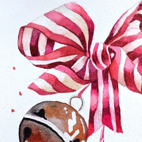 Christmas Sketch, Paintings Easy, Sleigh Bells, World Water, Watercolor Paintings Easy, Sleigh Bell, Watercolor Christmas, Christmas Drawing, Color Grouping