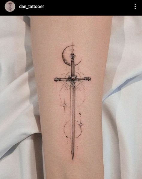 Arm Tattoos Drawing, Gothic Tattoos, Blade Tattoo, Line Tattoo Ideas, Bookish Tattoos, Horoscope Tattoos, Dragon Tattoo For Women, Moon Tattoo Designs, Spine Tattoos For Women