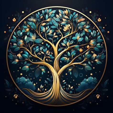 Photo beautiful tree of life digital art... | Premium Photo #Freepik #photo Celtic Tree Of Life Art, Tree Of Life Art Painting, Magic Tree Art, Tree Of Life Images, Tree Of Life Artwork, Tree Of Life Painting, Tree Of Life Art, Minimalist Watercolor, Celtic Tree Of Life