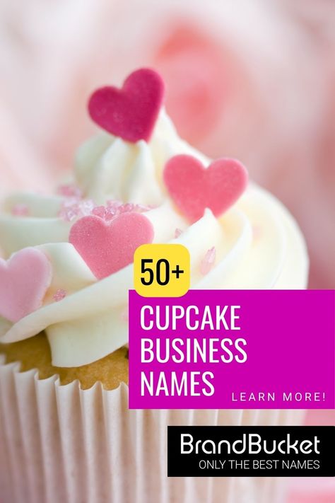 Are you looking for a sweet name for your cupcake shop, bakery or cake shop? We have plenty of options to pick from! Choose a premium brandable name here! cake shop, cake shop name ideas logos design, cake shop name ideas unique, cake shop name ideas bakeries, cake shop names unique, cake shop name ideas logos, Cupcake Business Names, Name for cupcake business, names for a cupcake business, cake business names cupcake shops, cupcake shop names unique Cupcake Business Names, Cake Shop Name Ideas, Cake Shop Names, Cake Business Names, Cupcake Branding, Sweet Business, Bakery Names, Funny Cupcakes, Cupcake Business