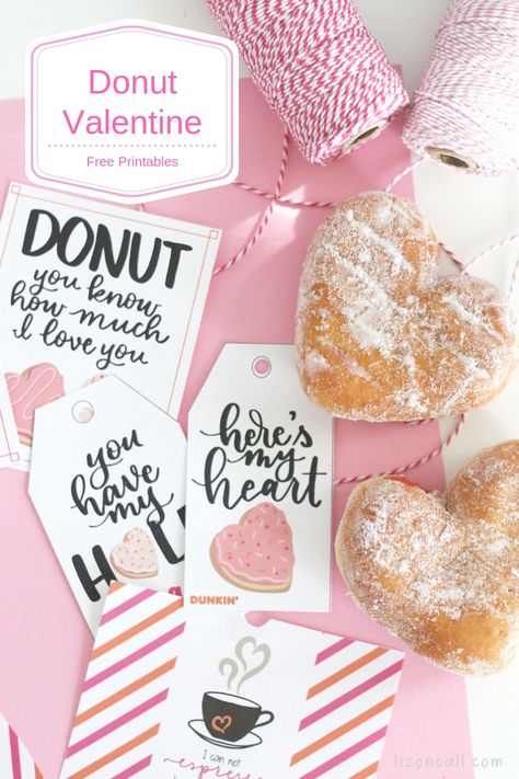 Donuts Printable, Donut Valentine, Dunkin Donuts Gift Card, Donut Printable, Gift Card Ideas, Valentine Printables, Donut Gifts, Printable Gift Cards, Valentine's Day Printables