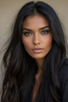 Long Black Hair, Brunette Hair, Long Black, Brown Eyes, Trendy Hairstyles, Beauty Face, Beautiful Eyes, Woman Face, Beauty Women