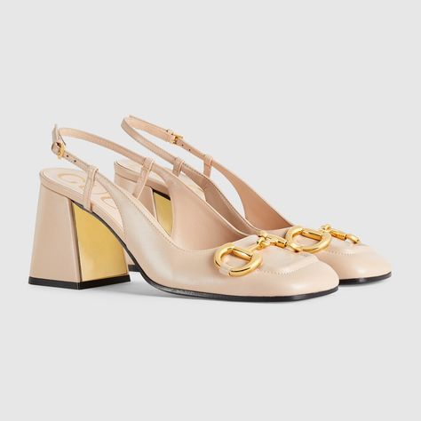 Shop the Women's mid-heel slingback with Horsebit in neutral at GUCCI.COM. Enjoy Free Shipping and Complimentary Gift Wrapping. Gucci Heels, Mid Heels Pumps, Gucci Horsebit, Hermes Shoes, Designer Pumps, Valentino Shoes, Fendi Shoes, Saint Laurent Shoes, Dior Shoes