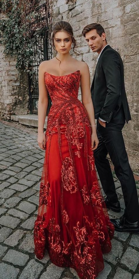 Red Wedding Dress Mermaid, Red Bridal Gown, Red Wedding Gowns, Chic Wedding Gown, Red Ball Gowns, Red Bridal Dress, Wedding Dresses A, Long Sleeve Bridal Gown, Wedding Dresses A Line